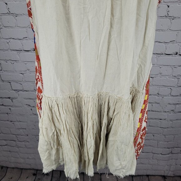 Free People Beige Colorful Aztec Embroidered Tiered Open Back Dress Medium M - Picture 6 of 14